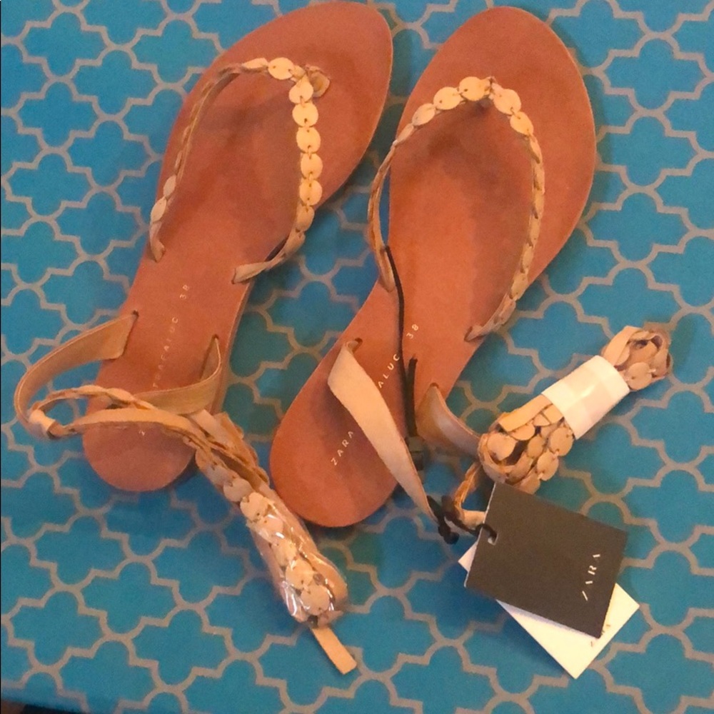 Zara nude strap around ankle sandals